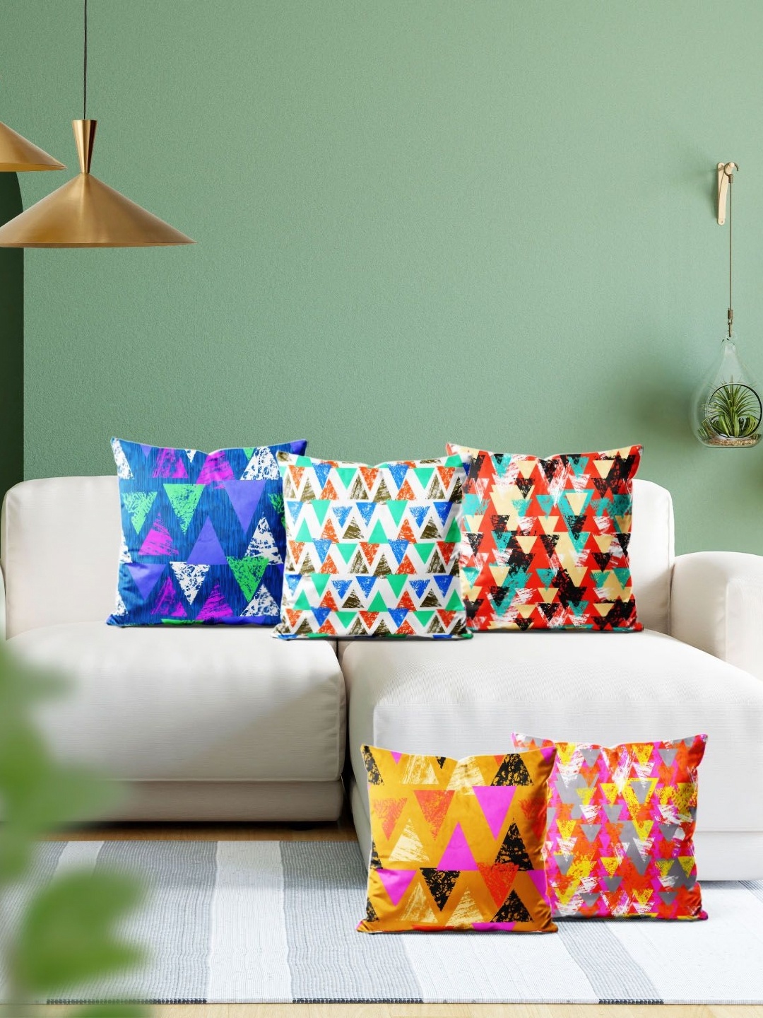 

ArtzFolio Multicoloured Set of 5 Velvet Square Cushion Covers, Multi
