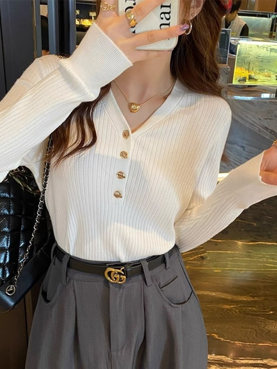 

HERE&NOW Women Extended Sleeves Top, White