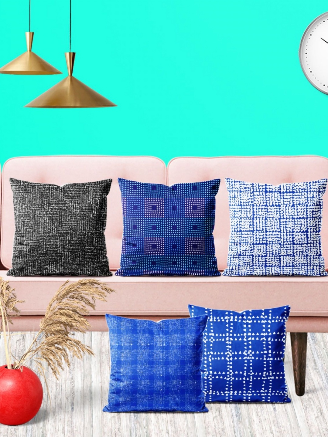 

ArtzFolio Multicoloured Set of 5 Square Cushion Covers, Multi