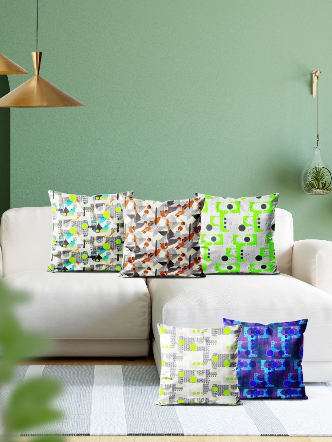

ArtzFolio Multicoloured Set of 5 Velvet Square Cushion Covers, Multi