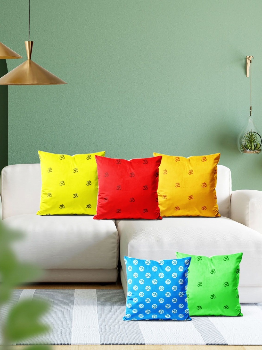 

ArtzFolio Multicoloured Set of 5 Velvet Square Cushion Covers, Multi