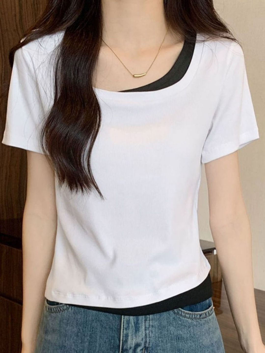 

HERE&NOW Scoop Neck Short Sleeves Top, White