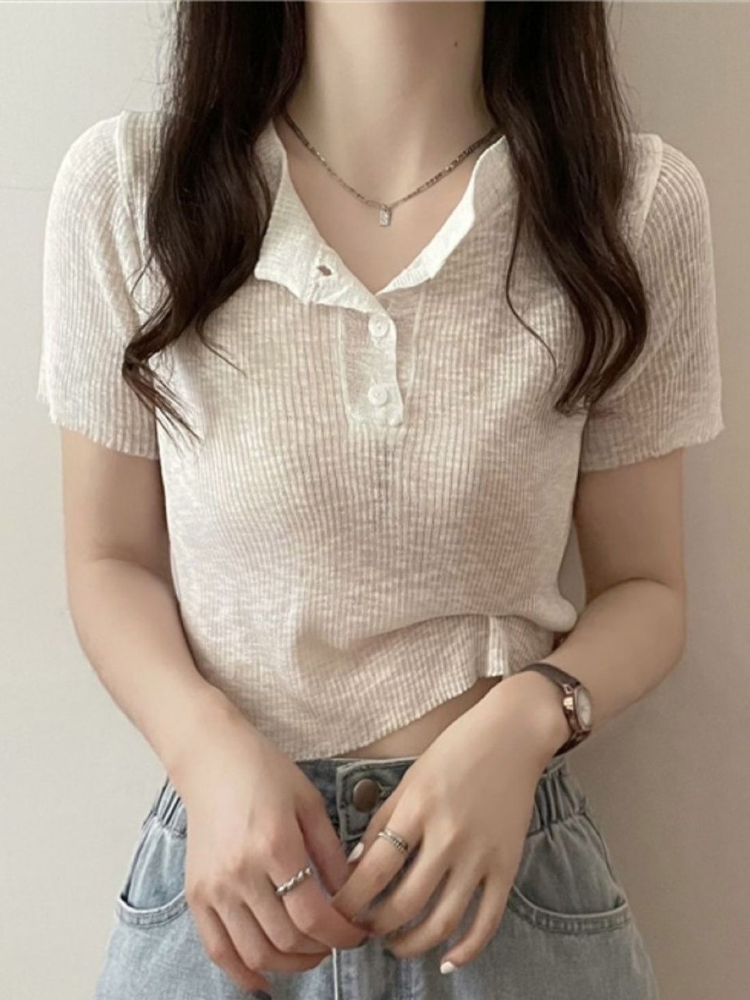 

HERE&NOW Women Mandarin Collar Regular Top, White