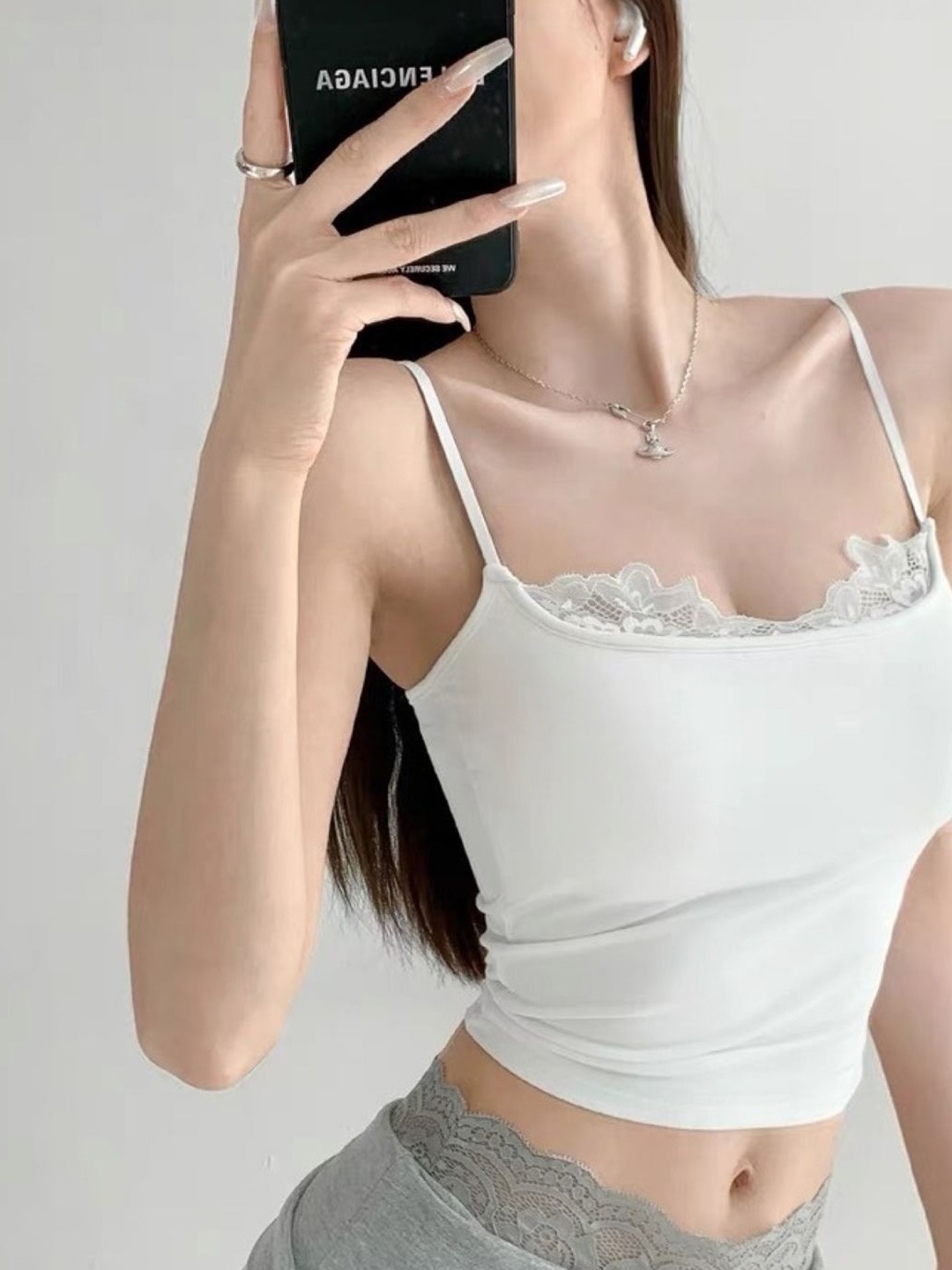 

HERE&NOW Women Shoulder Straps Crop Top, White