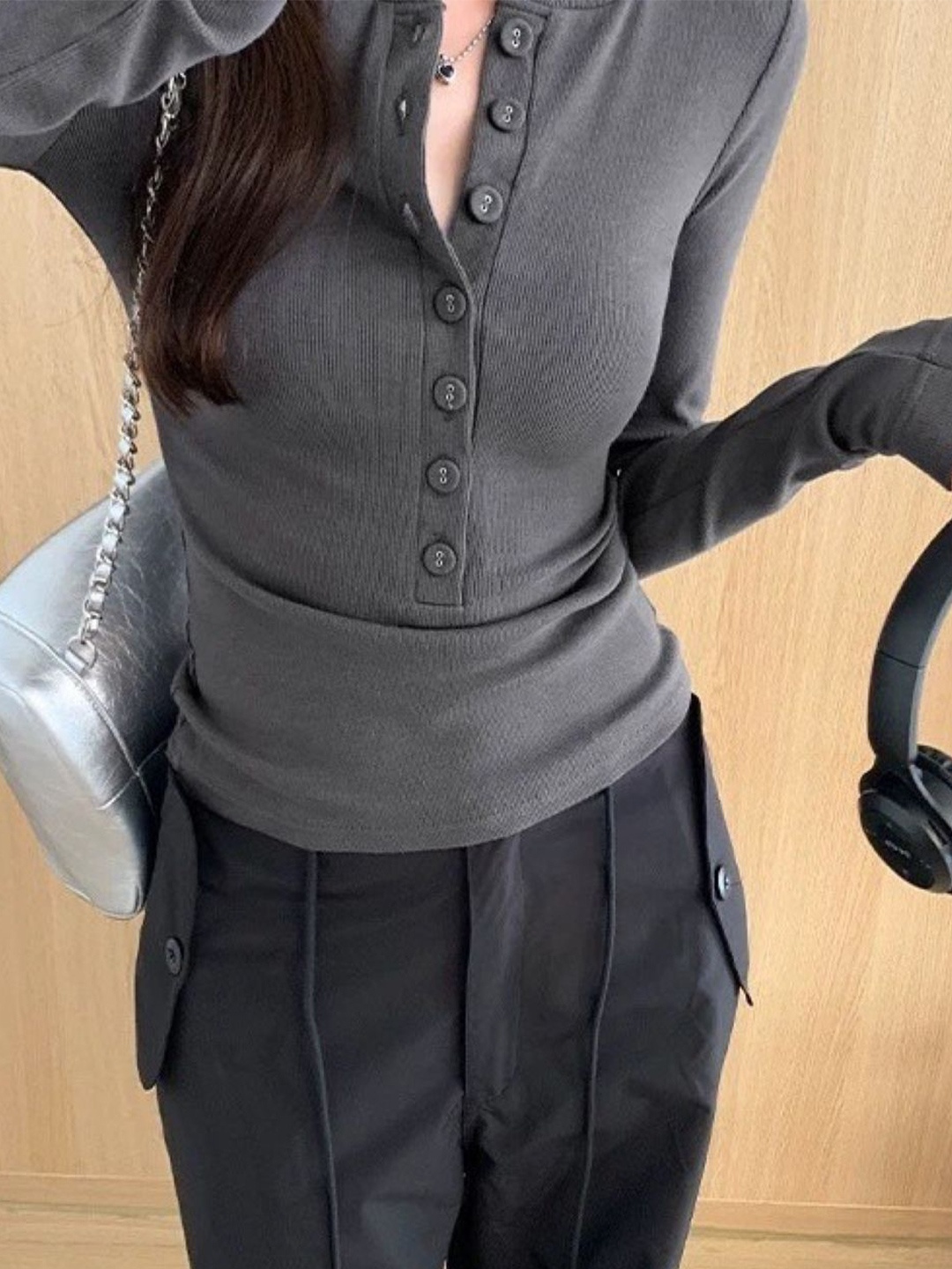 

HERE&NOW Extended Sleeves Top, Grey