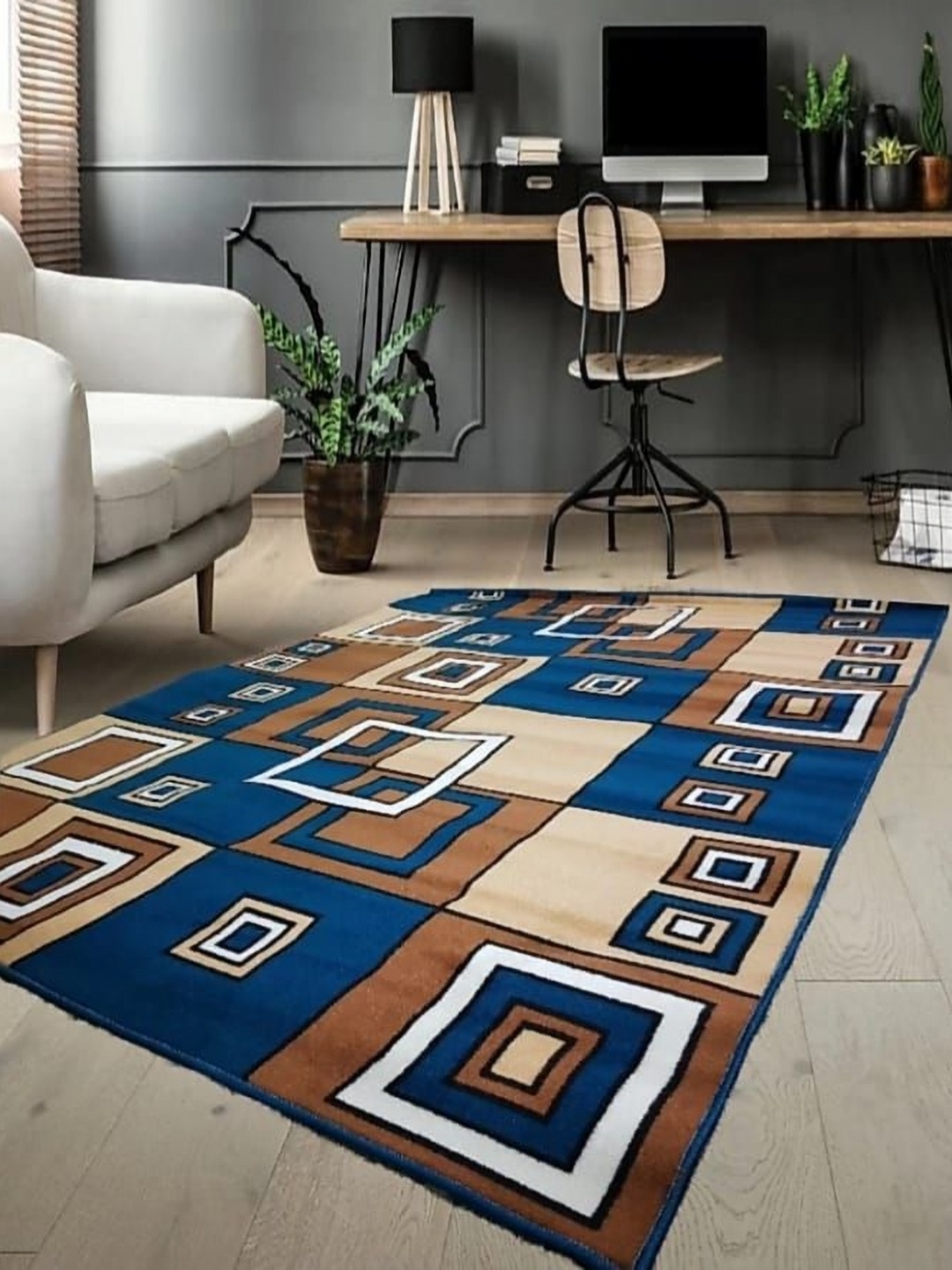 

Samjeeda Handloom carpets Red Geometric Anti-Skid Woollen Carpet