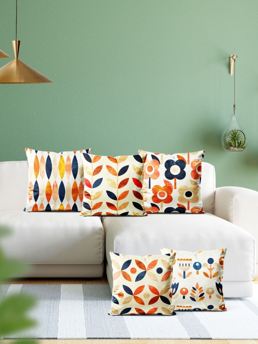 

ArtzFolio Multicoloured Set of 5 Velvet Square Cushion Covers, Multi