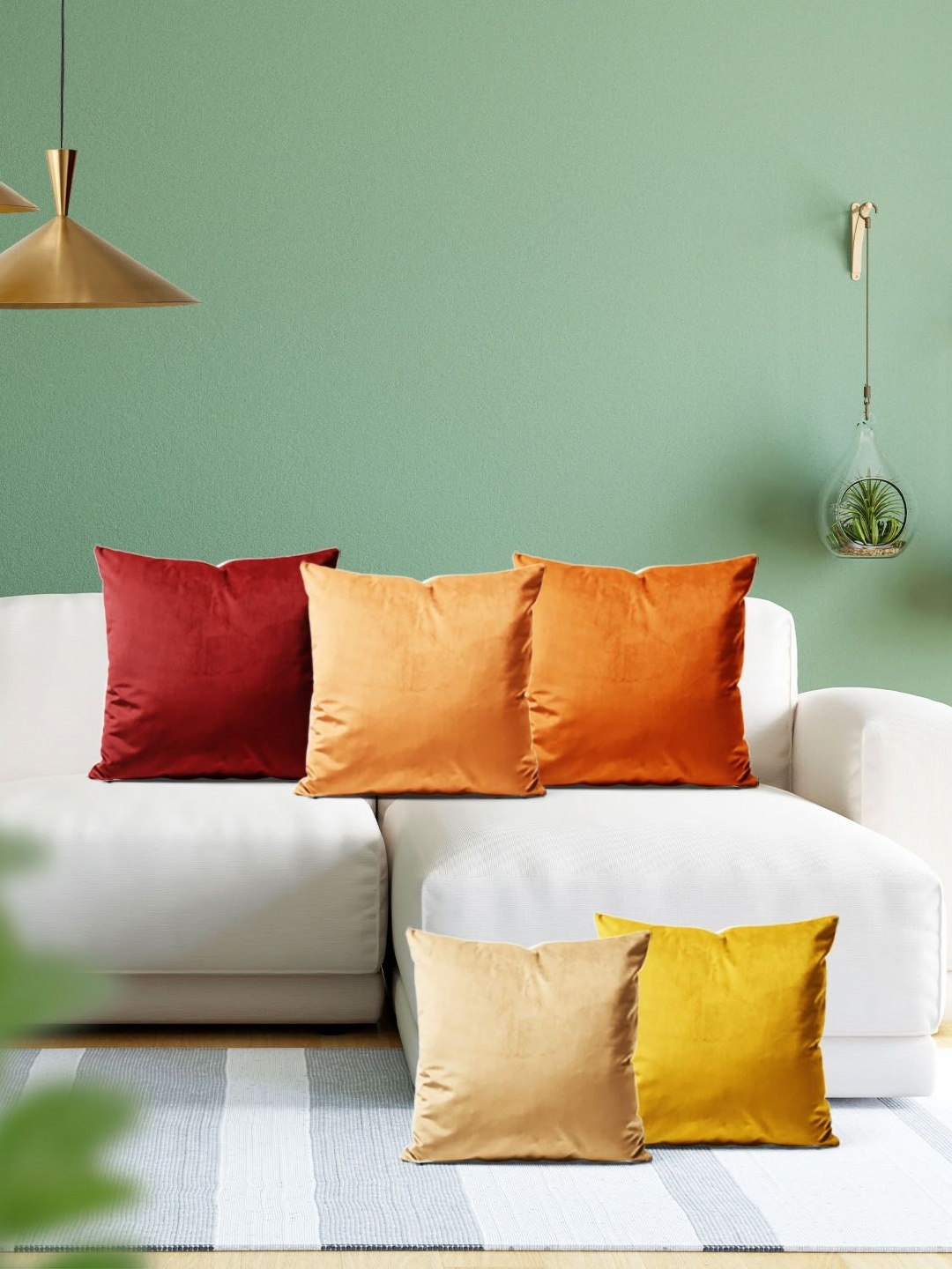 

ArtzFolio Multicoloured Set of 5 Velvet Square Cushion Covers, Multi