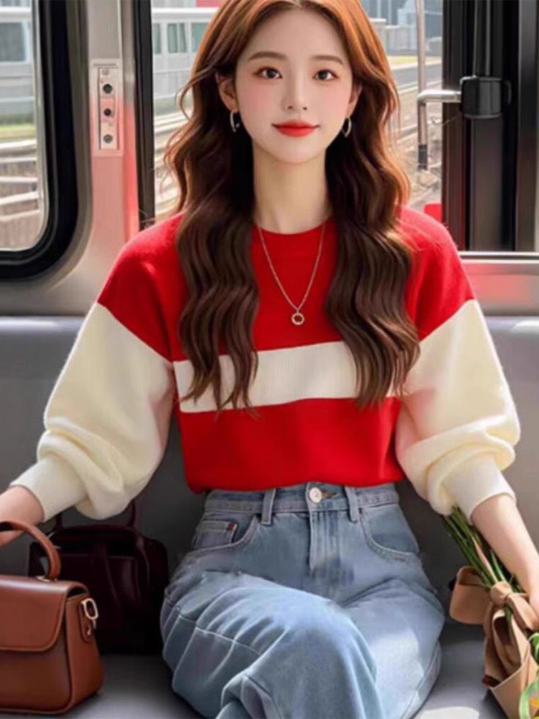 

StyleCast Women Colourblocked Pullover, Red