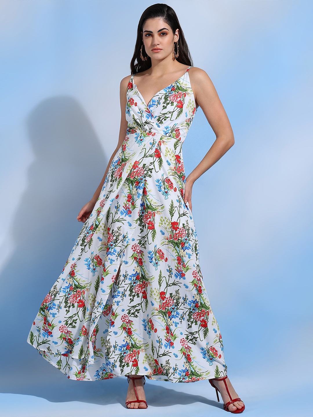 

DODO & MOA Women Floral Printed Sleeveless Maxi Dress, White