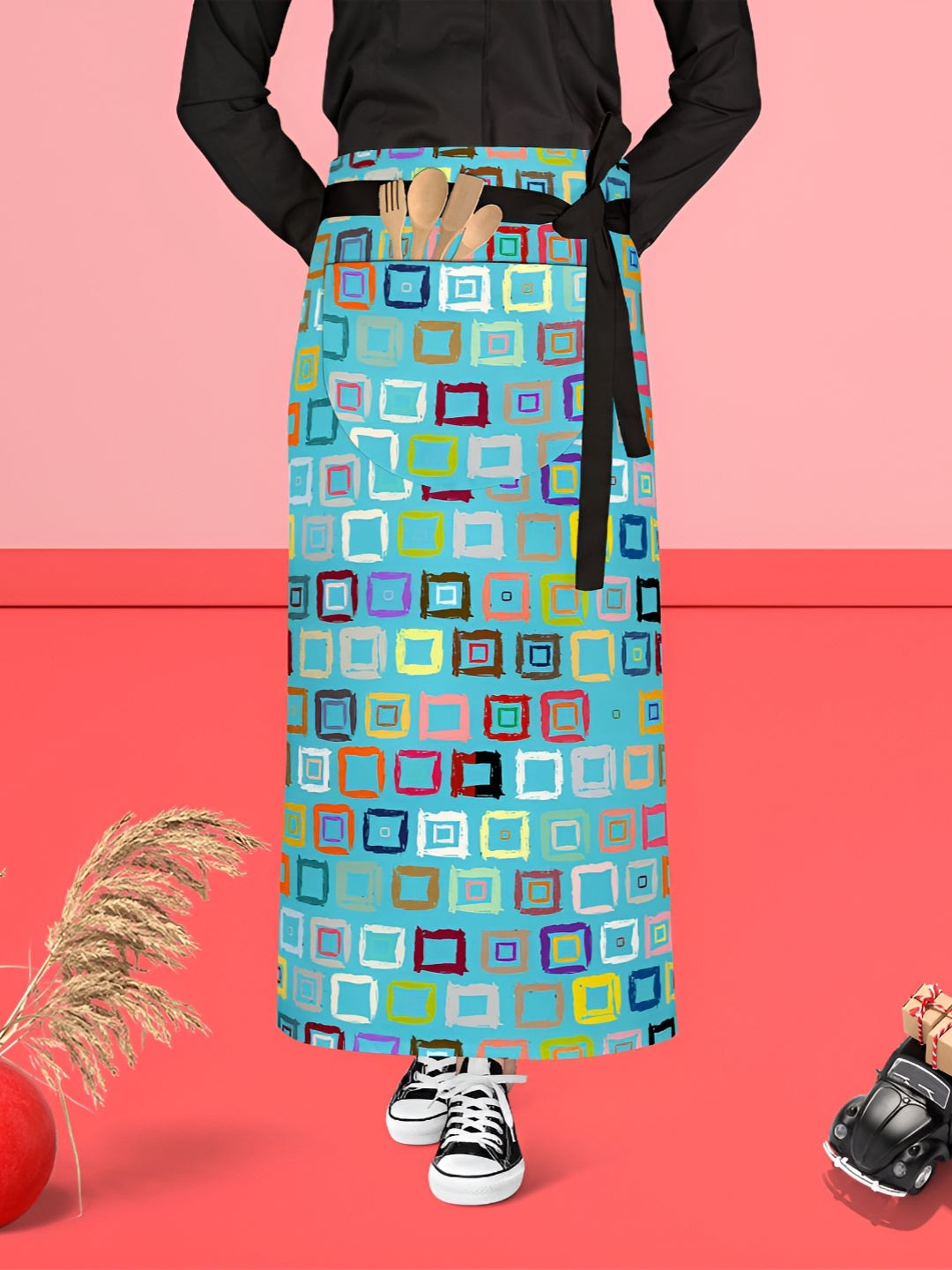 

ArtzFolio Blue & White Printed Pure Cotton Waist Apron