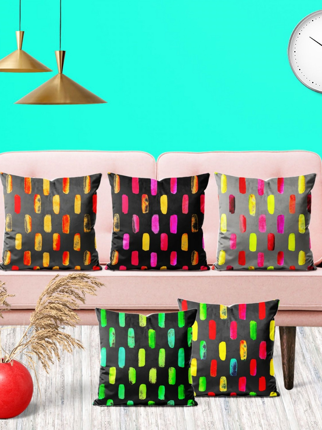 

ArtzFolio Multicoloured Set of 5 Square Cushion Covers, Multi