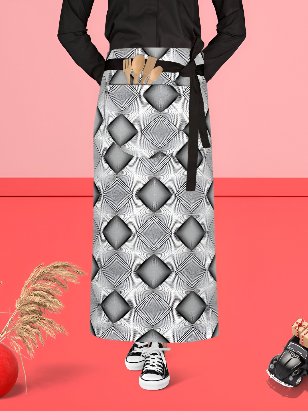 

ArtzFolio Grey & White Printed Cotton Aprons
