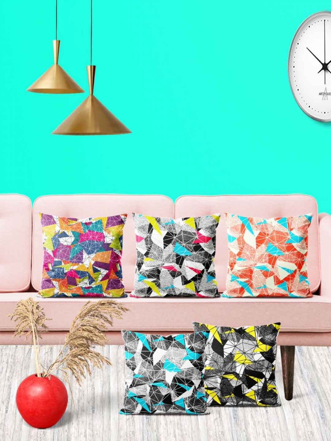 

ArtzFolio Multicoloured Set of 5 Square Cushion Covers, Multi