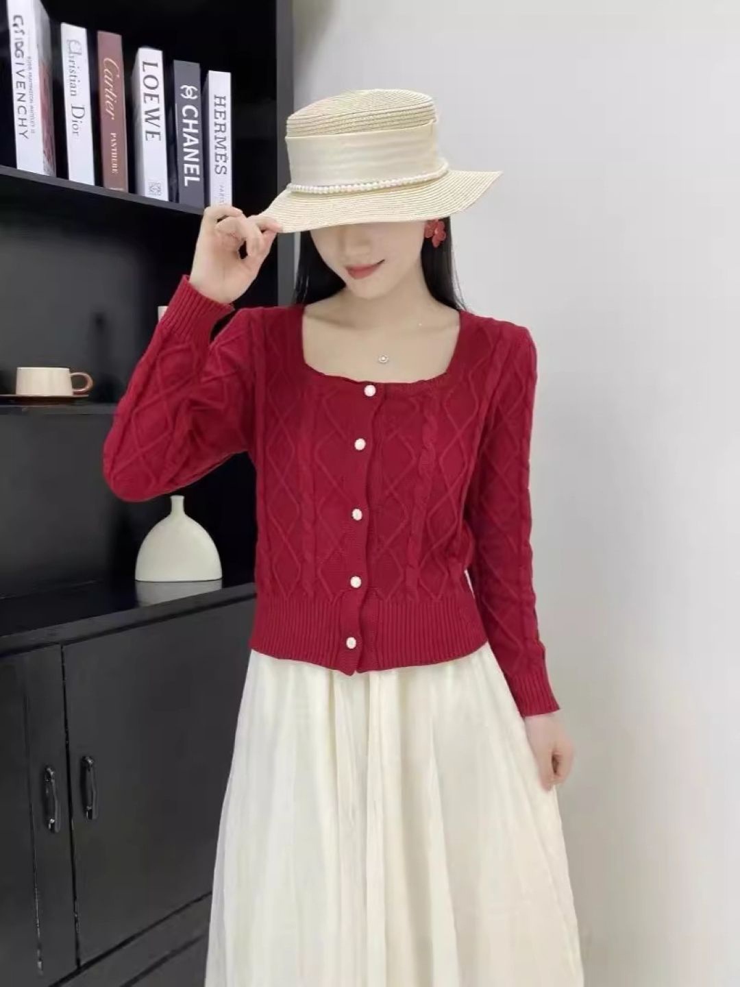 

KPOP Women Self Design Regular Top, Burgundy