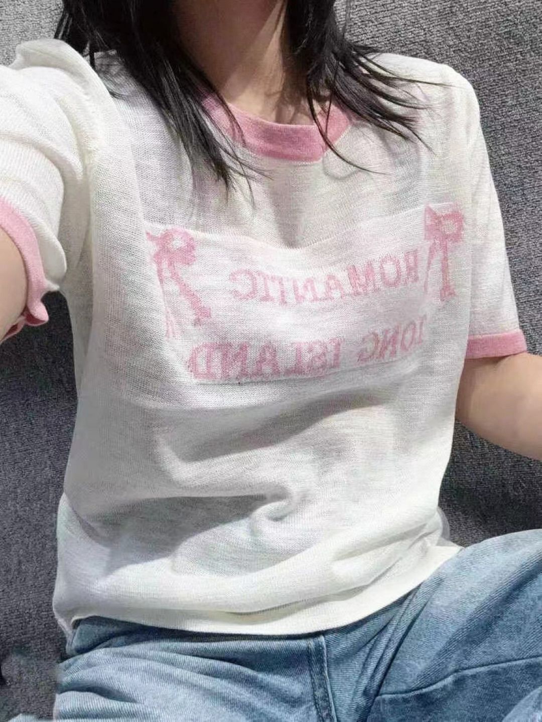 

KPOP Round Neck Short Sleeves Top, White