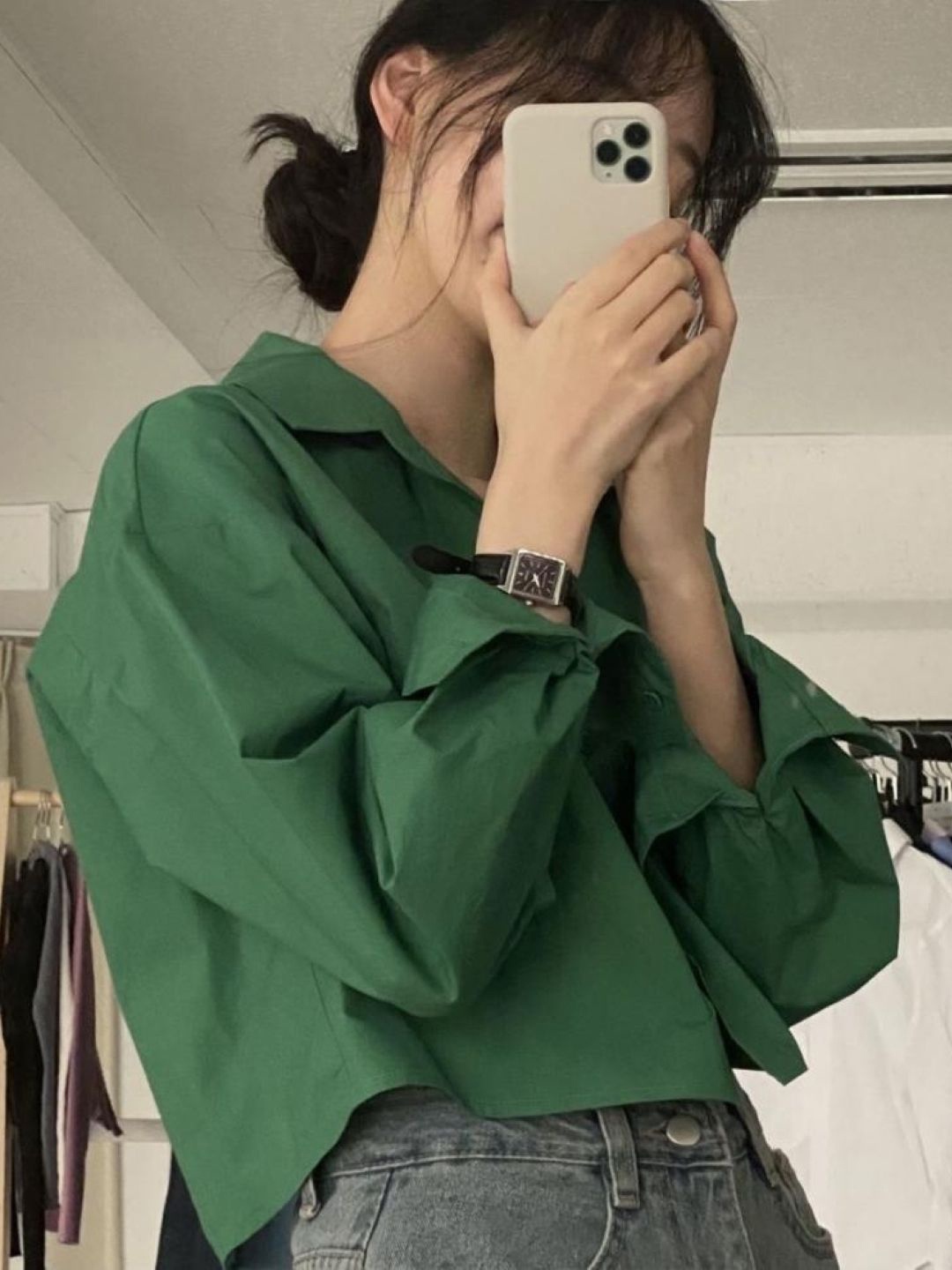 

HERE&NOW Women Solid Shirt Style Top, Green