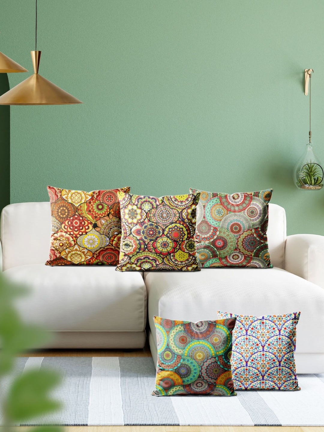 

ArtzFolio Multicoloured Set of 5 Square Cushion Covers, Multi