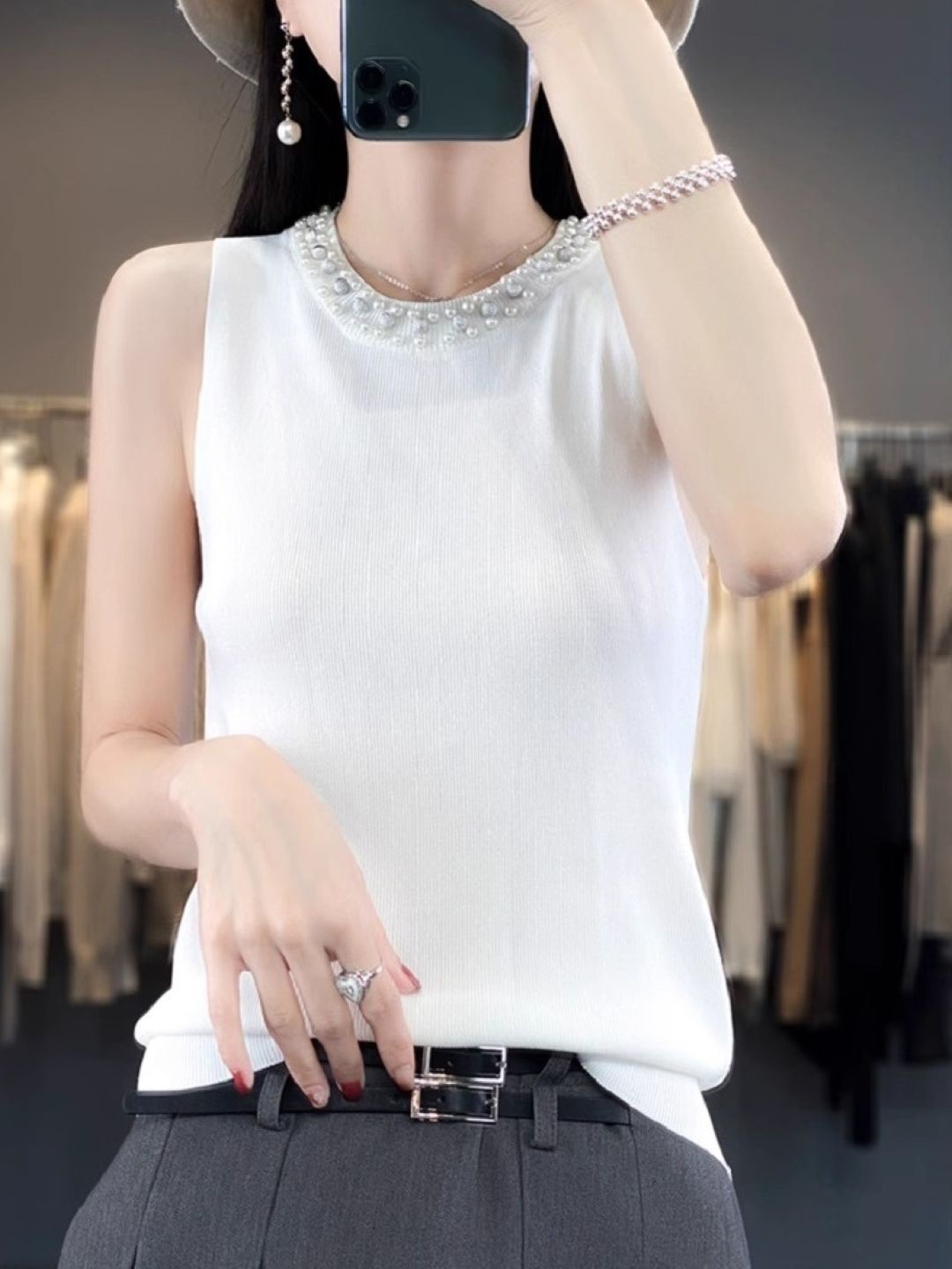 

HERE&NOW Women Round Neck Regular Top, White