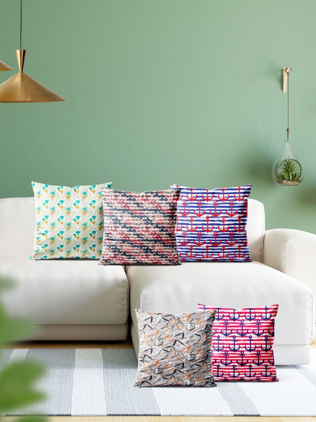

ArtzFolio Multicoloured Set of 5 Velvet Square Cushion Covers, Multi