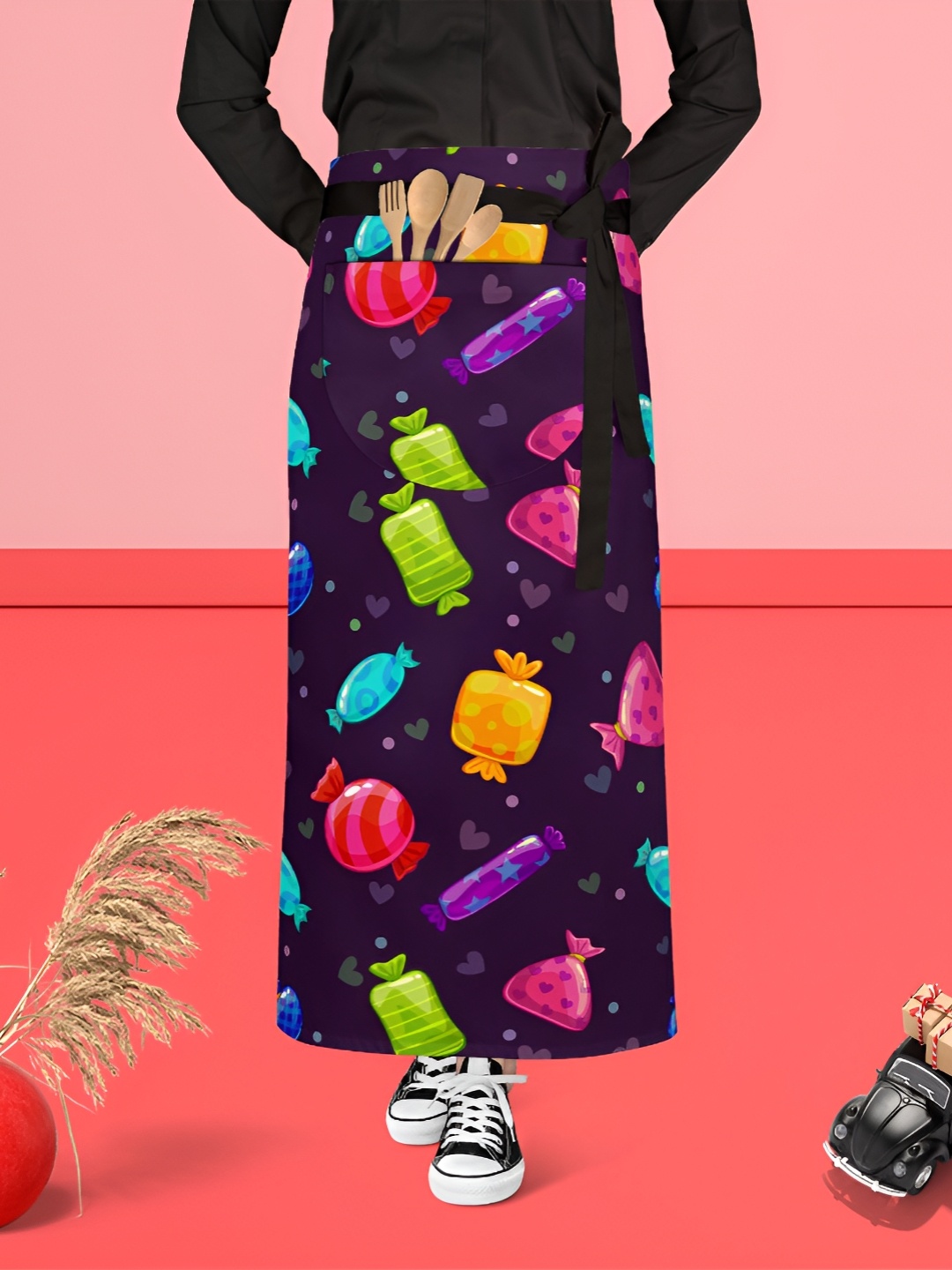 

ArtzFolio Pink & Blue Printed Cotton Waist Apron