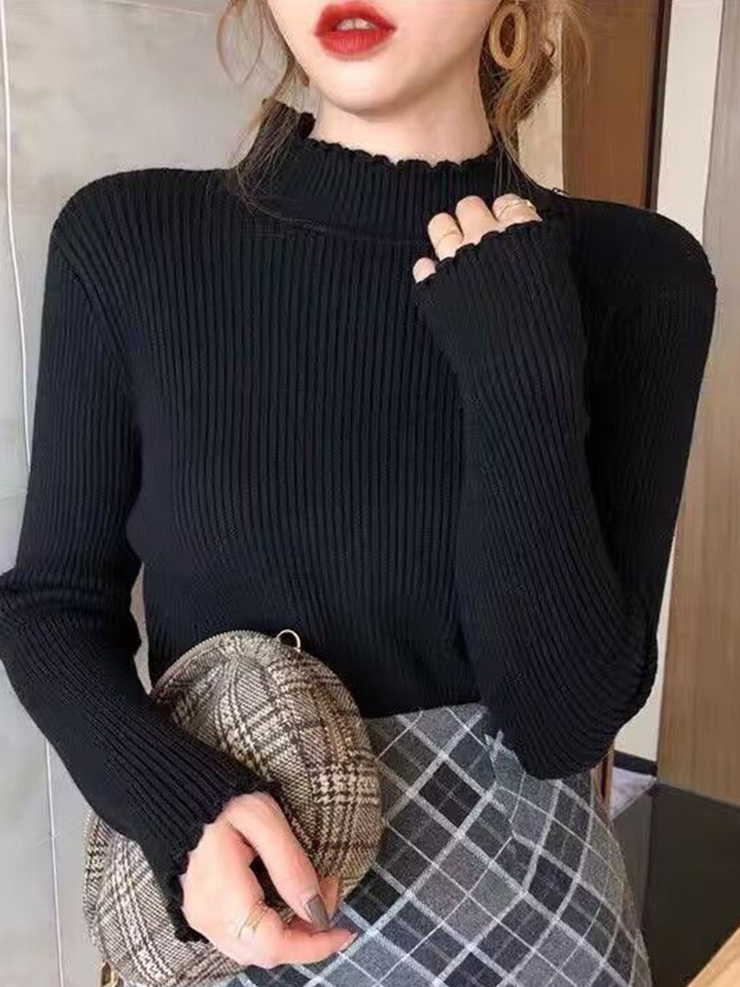 

StyleCast Women Striped Shirt Style Top, Black