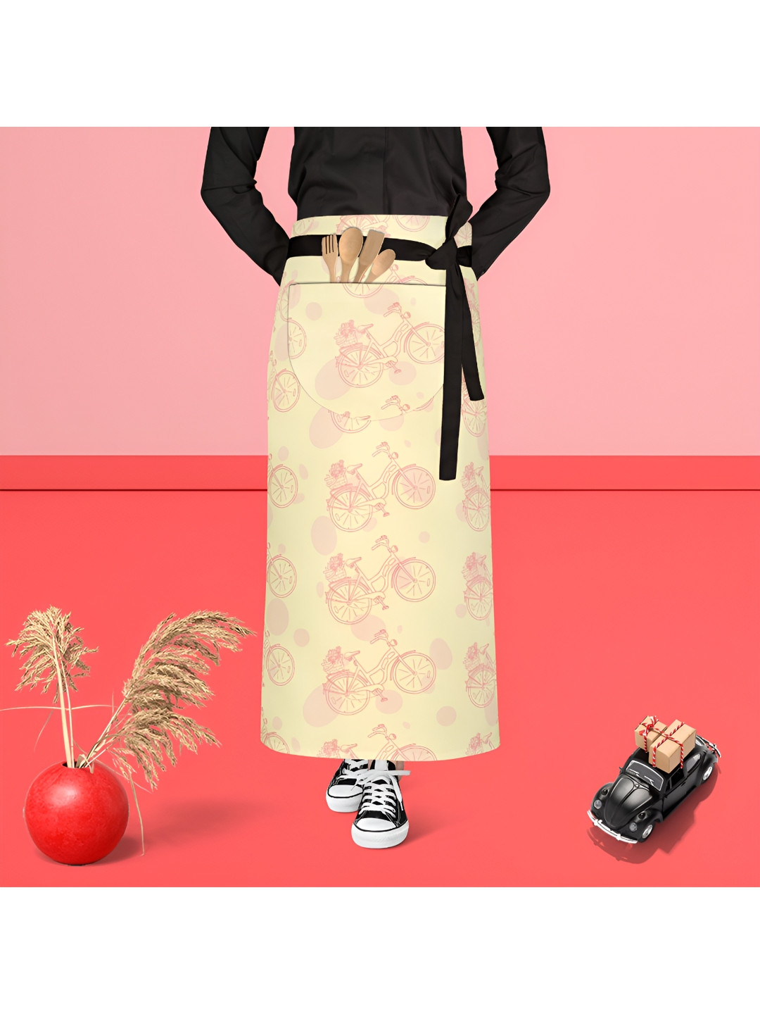 

ArtzFolio Beige & Pink Printed Cotton Aprons