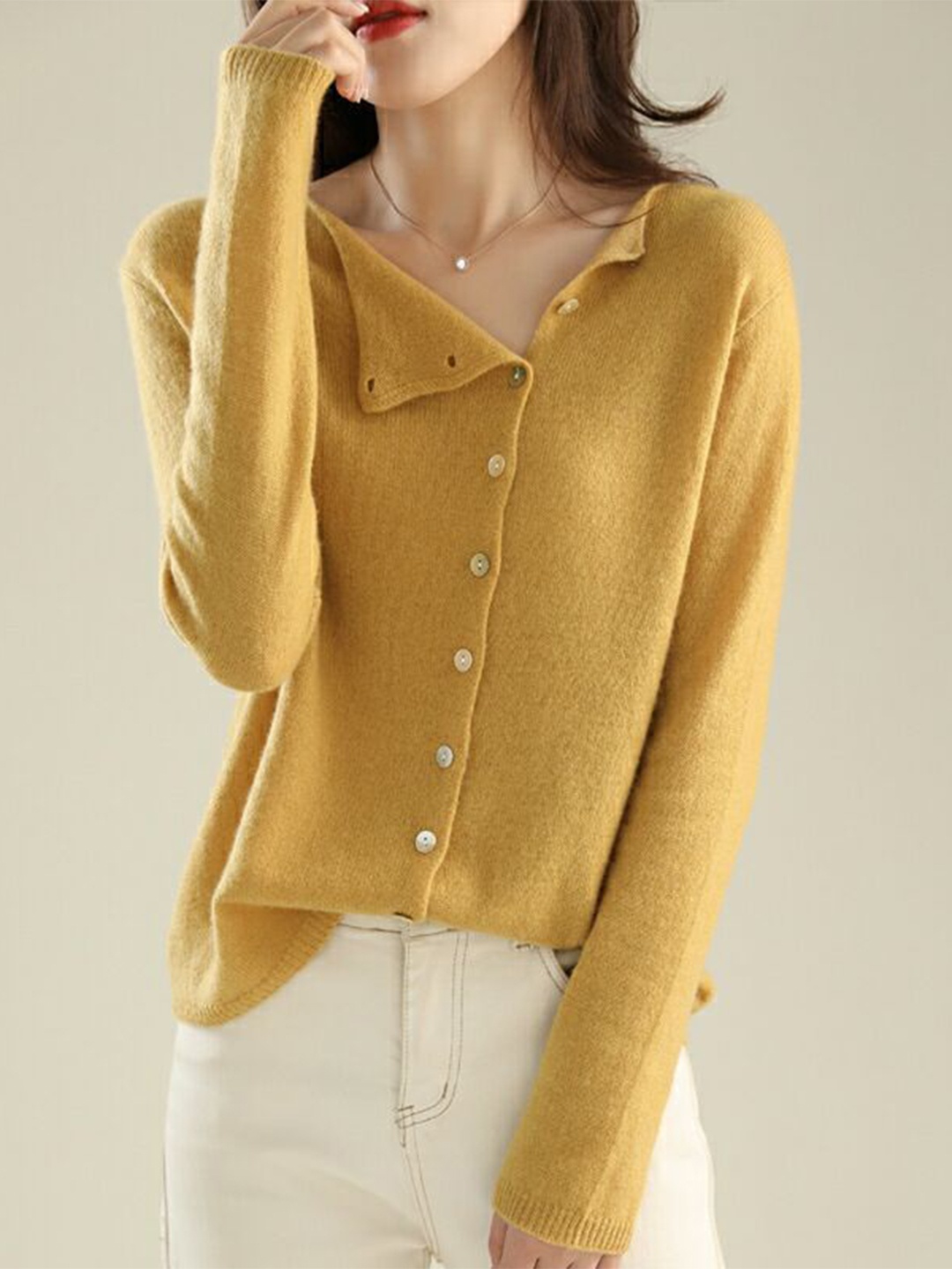 

StyleCast Women Solid Cardigan, Mustard