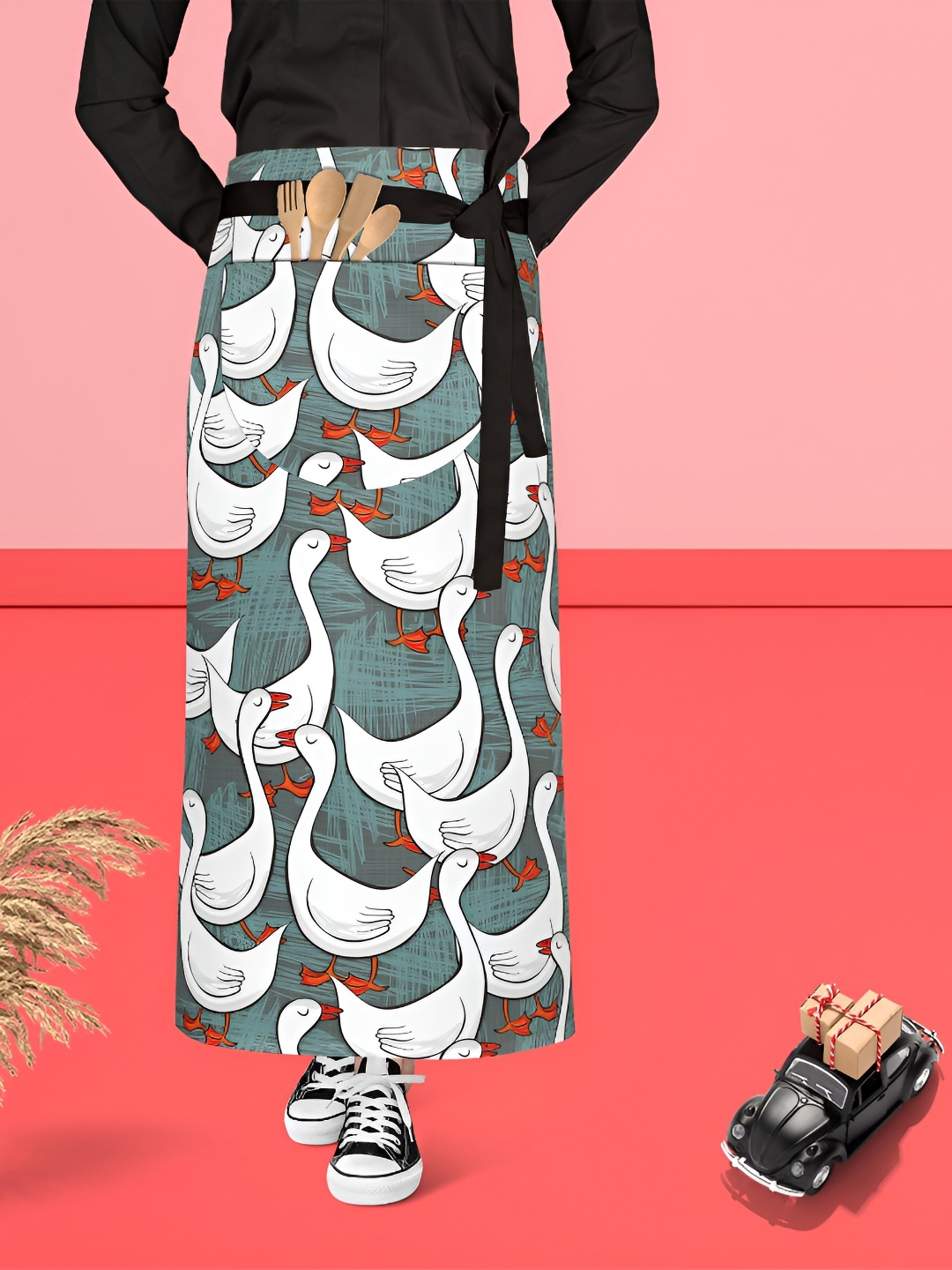 

ArtzFolio Grey & White Printed Cotton Aprons