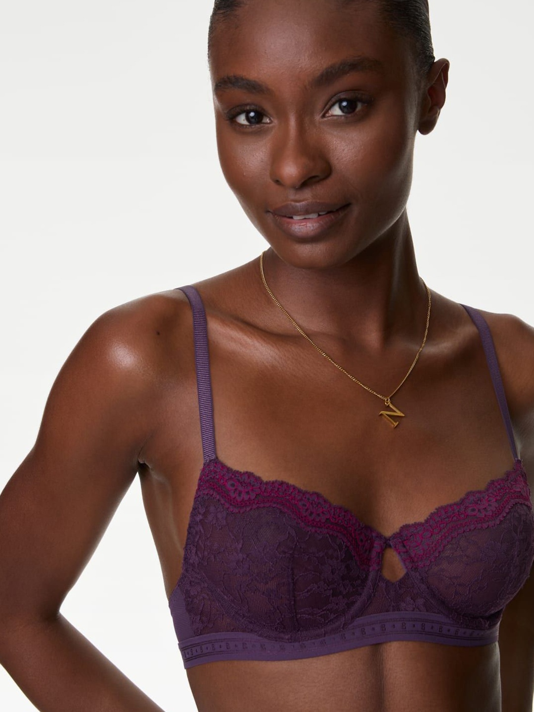 

Marks & Spencer Women Floral Medium Coverage Underwired Lightly Padded Bra, Purple