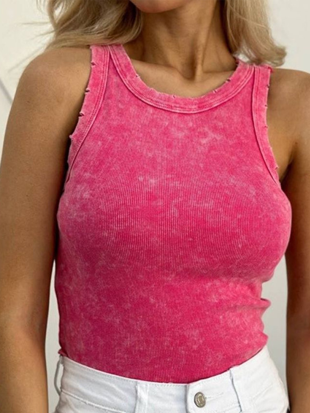 

HERE&NOW Round Neck Sleeveless Top, Pink