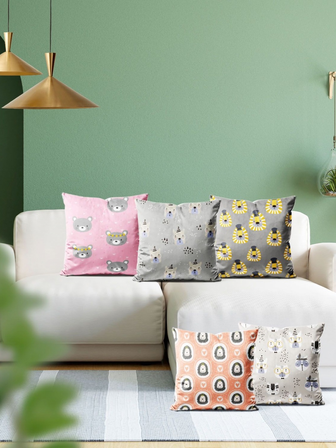 

ArtzFolio Multicoloured Set of 5 Velvet Square Cushion Covers, Multi