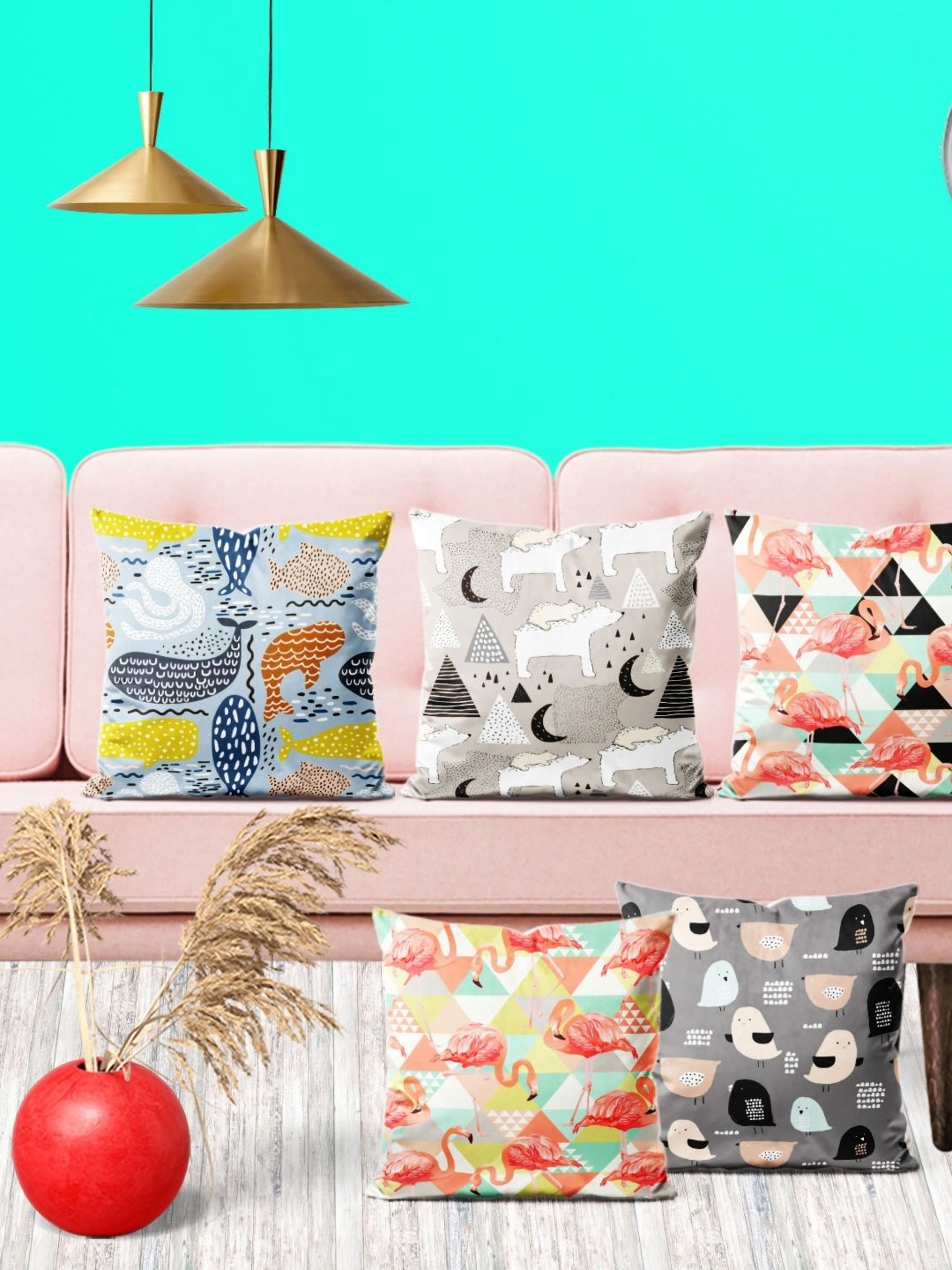 

ArtzFolio Multicoloured Set of 5 Square Cushion Covers, Multi