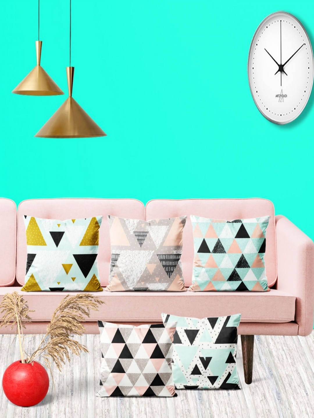 

ArtzFolio Multicoloured Set of 5 Velvet Square Cushion Covers, Multi