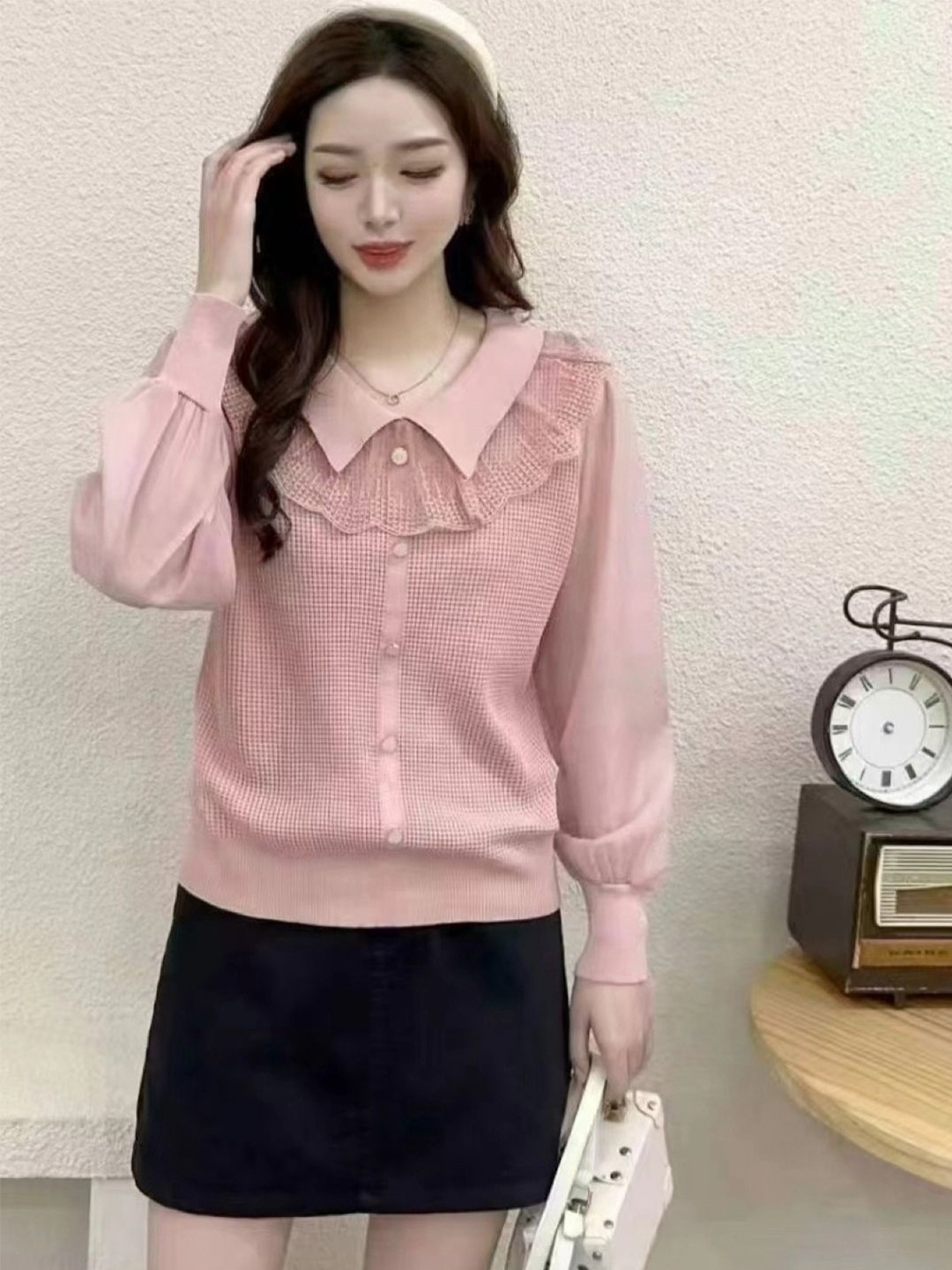 

KPOP Women Long Sleeves Top, Pink