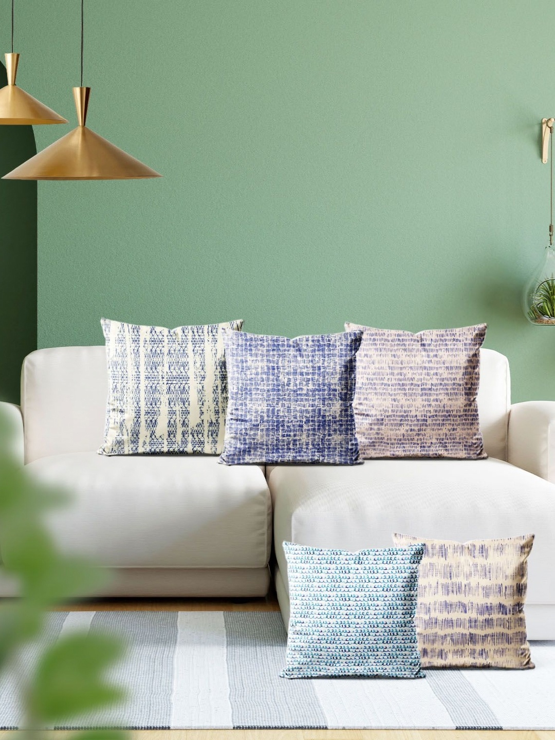 

ArtzFolio Multicoloured Set of 5 Velvet Square Cushion Covers, Multi