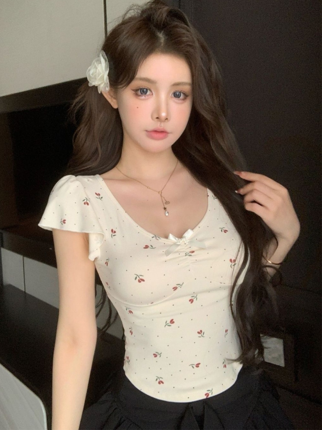 

HERE&NOW Women Casual Floral Printed Top, White