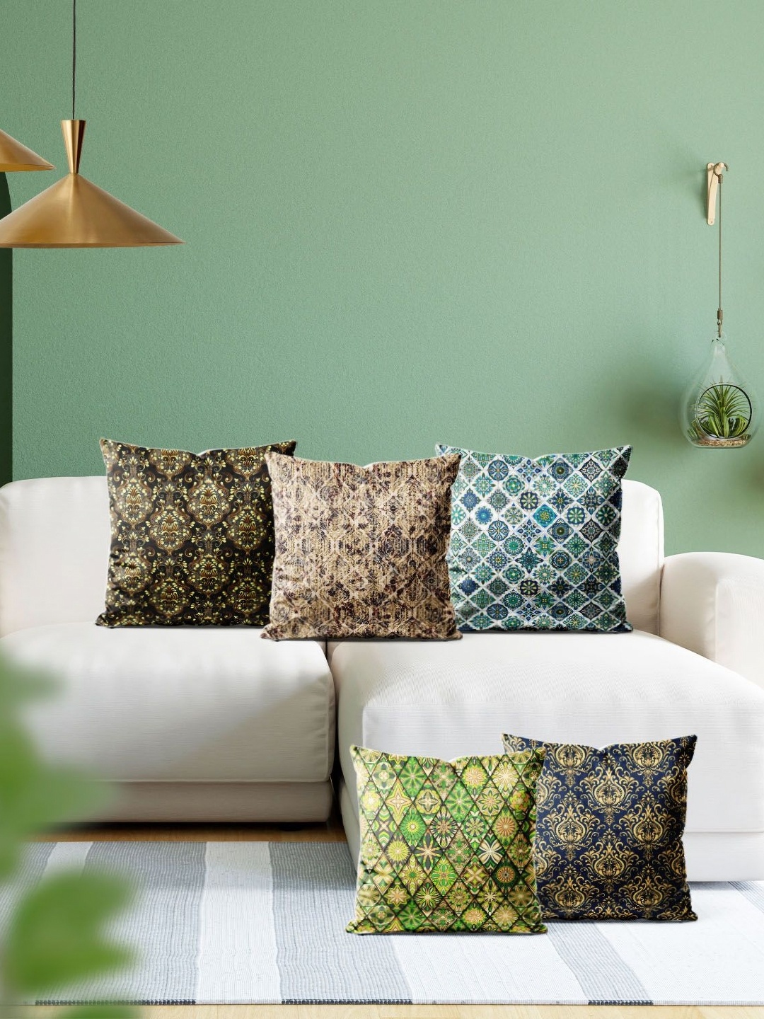 

ArtzFolio Multicoloured Set of 5 Square Cushion Covers, Multi