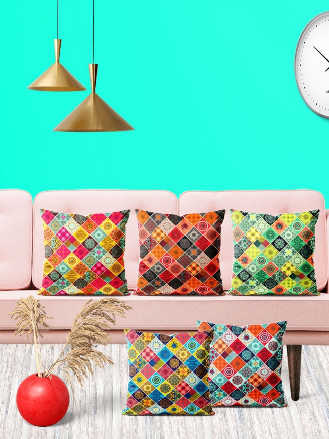 

ArtzFolio Multicoloured Set of 5 Square Cushion Covers, Multi