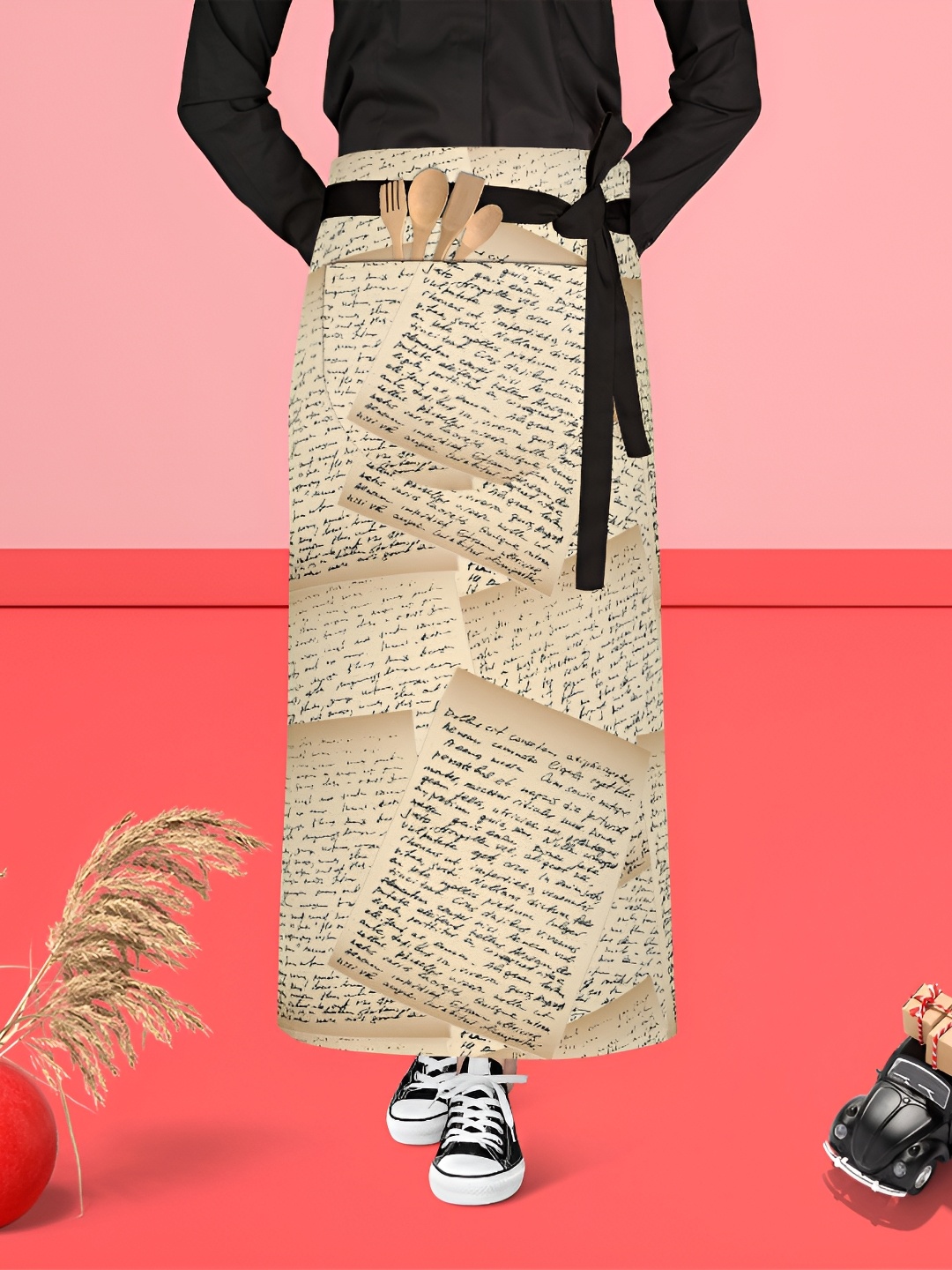 

ArtzFolio Yellow & Black Printed Cotton Waist Apron