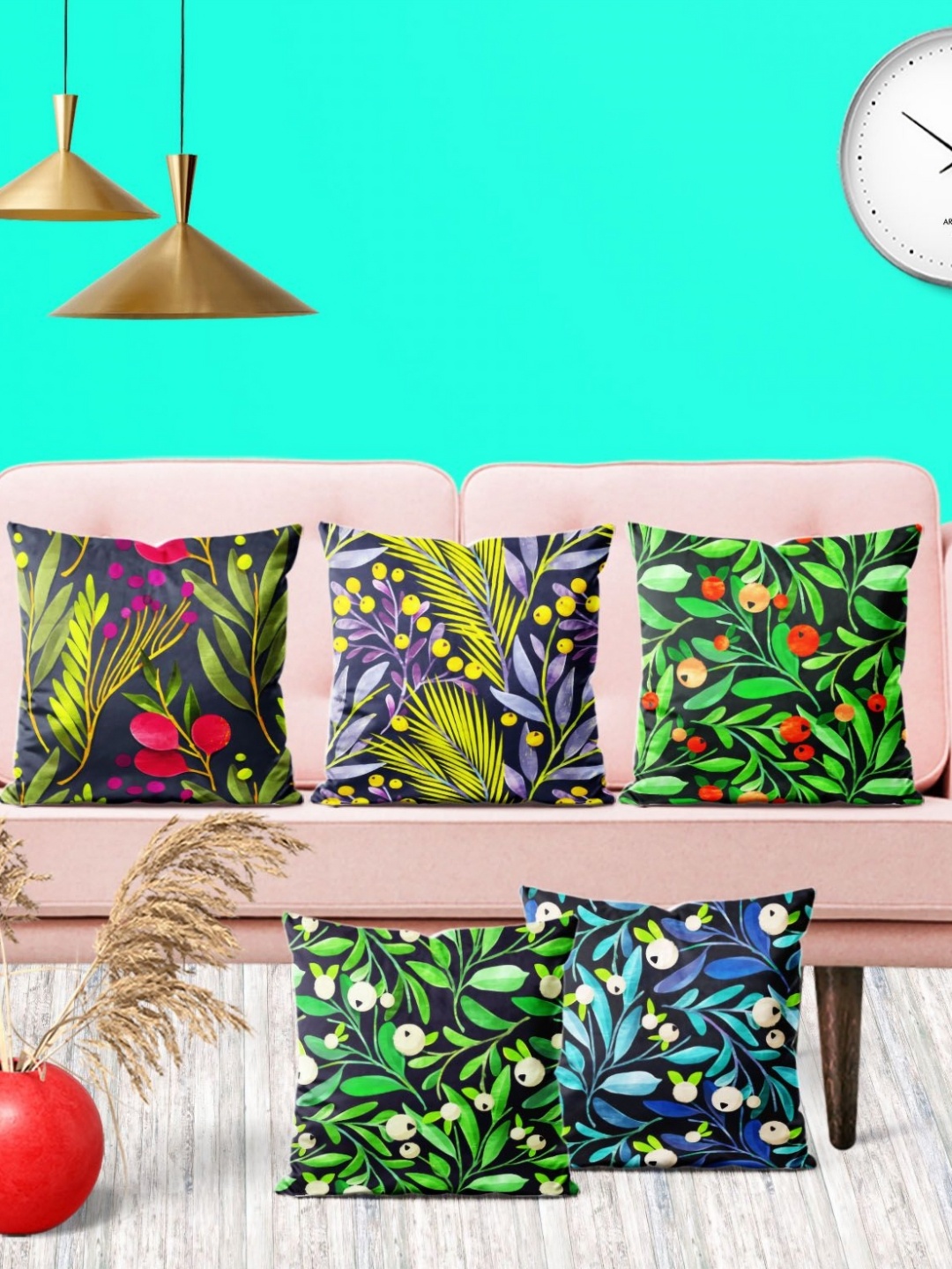 

ArtzFolio Multicoloured Set of 5 Square Cushion Covers, Multi
