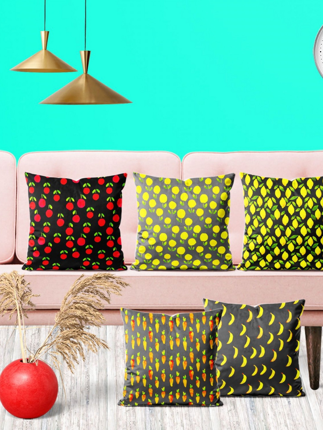 

ArtzFolio Multicoloured Set of 5 Square Cushion Covers, Multi