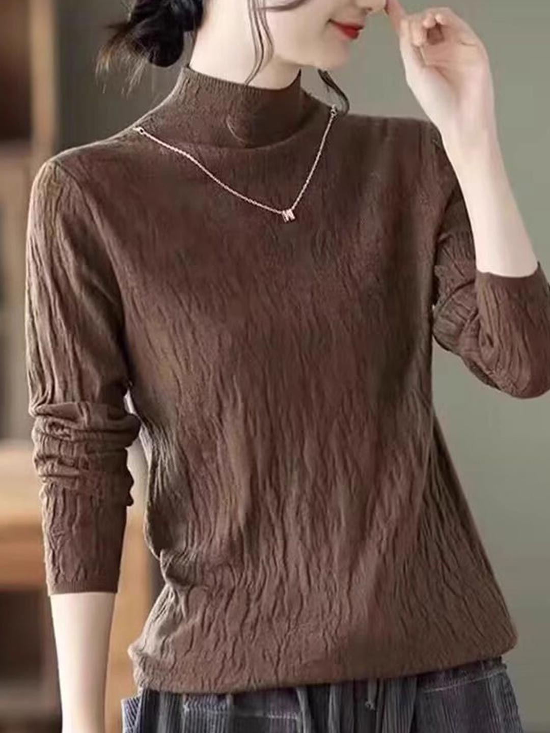 

StyleCast Women Self Design Top, Brown