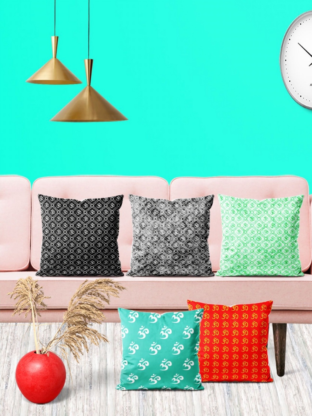 

ArtzFolio Multicoloured Set of 5 Square Cushion Covers, Multi