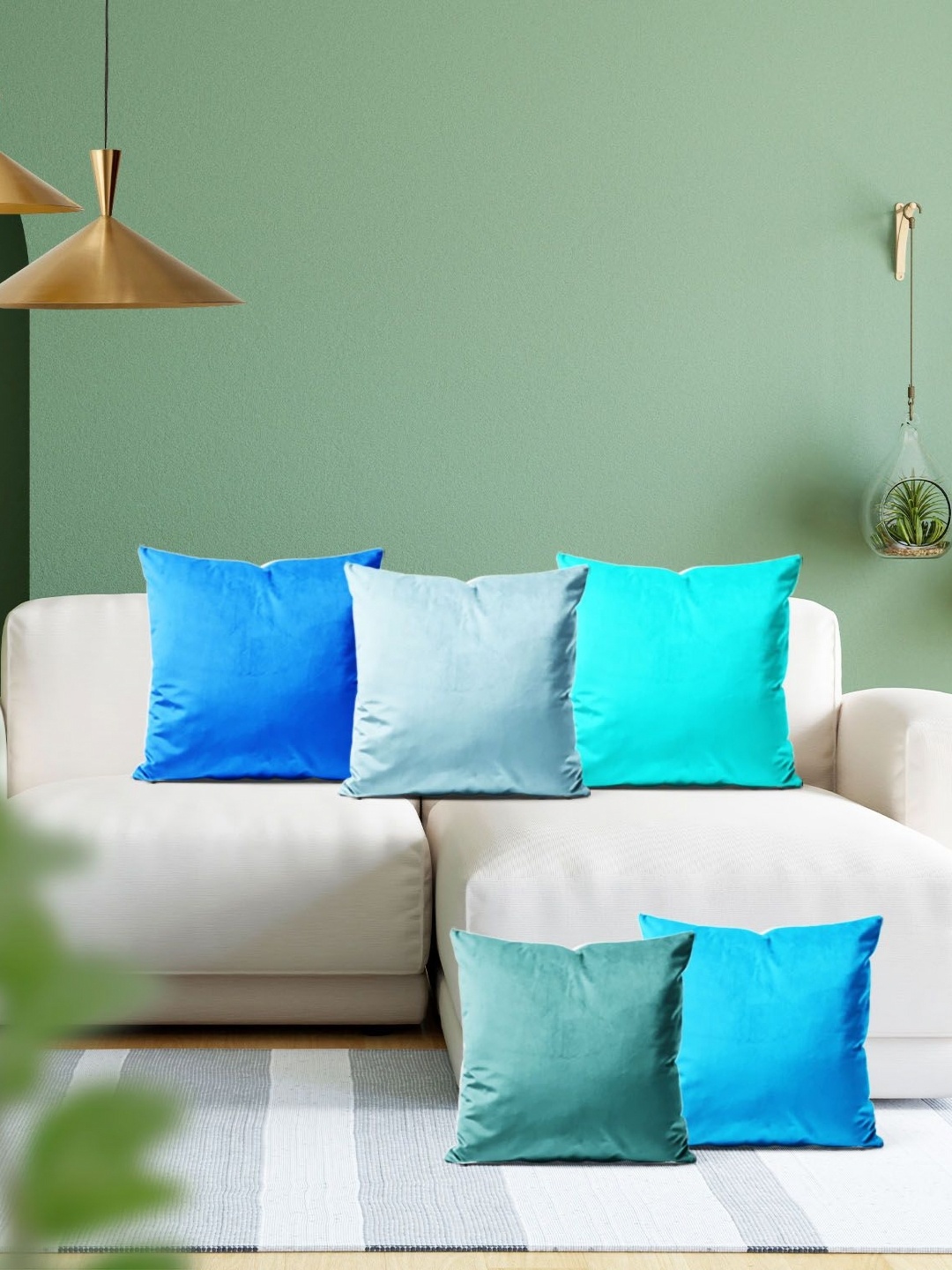 

ArtzFolio Multicoloured Set of 5 Velvet Square Cushion Covers, Multi