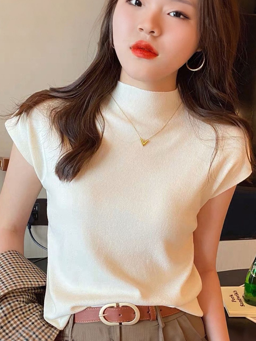 

HERE&NOW Women High Neck Top, White