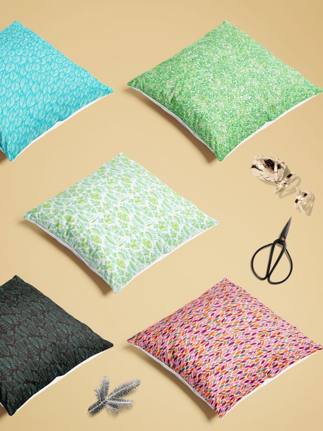 

ArtzFolio Multicoloured Set of 5 Velvet Square Cushion Covers, Multi