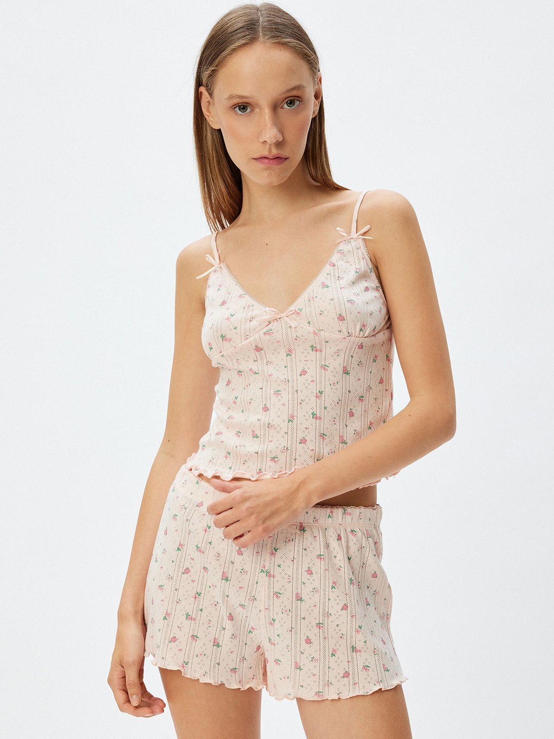 

Koton Women Printed Cotton Top, Pink