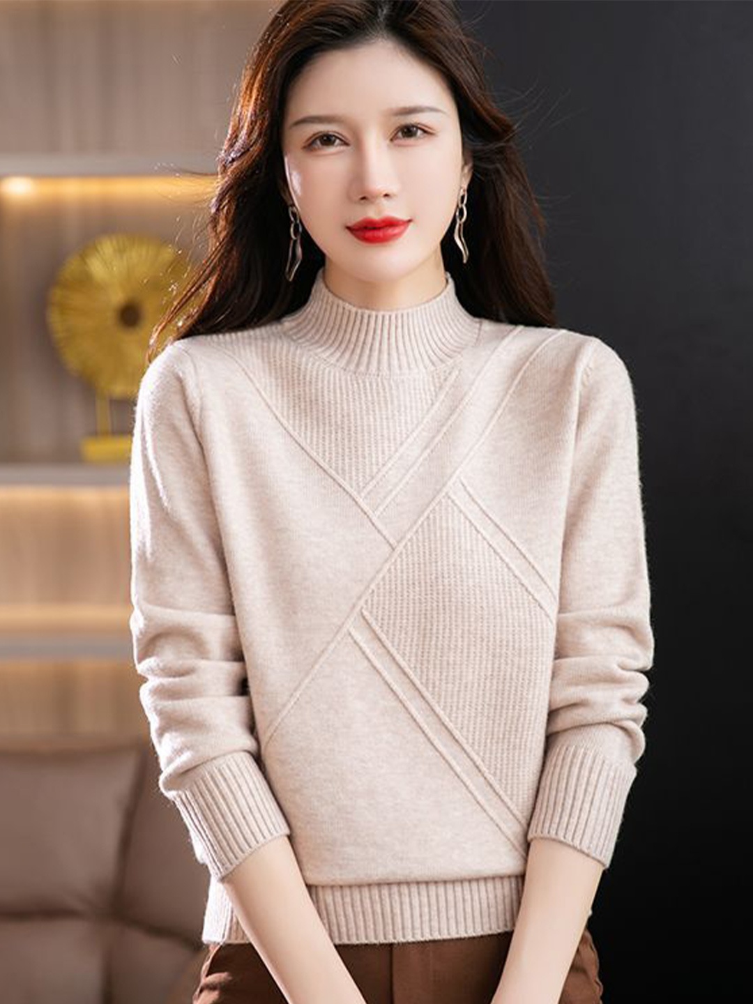 

StyleCast Women Turtle Neck Pullover Sweaters, Beige