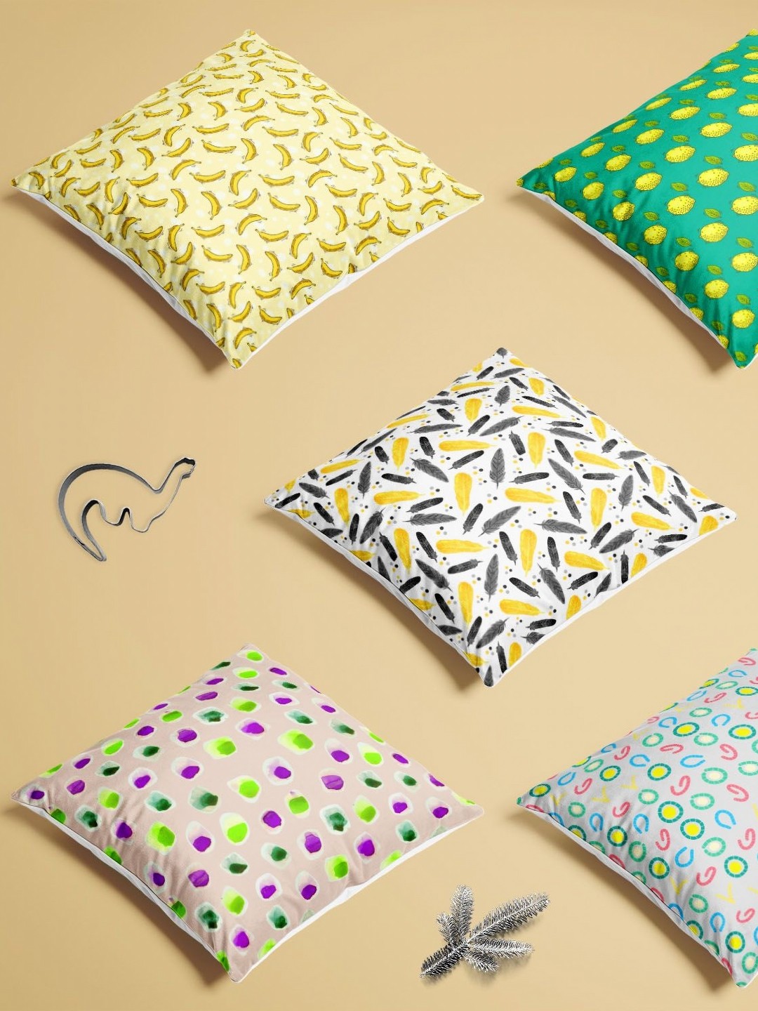 

ArtzFolio Multicoloured Set of 5 Velvet Square Cushion Covers, Multi